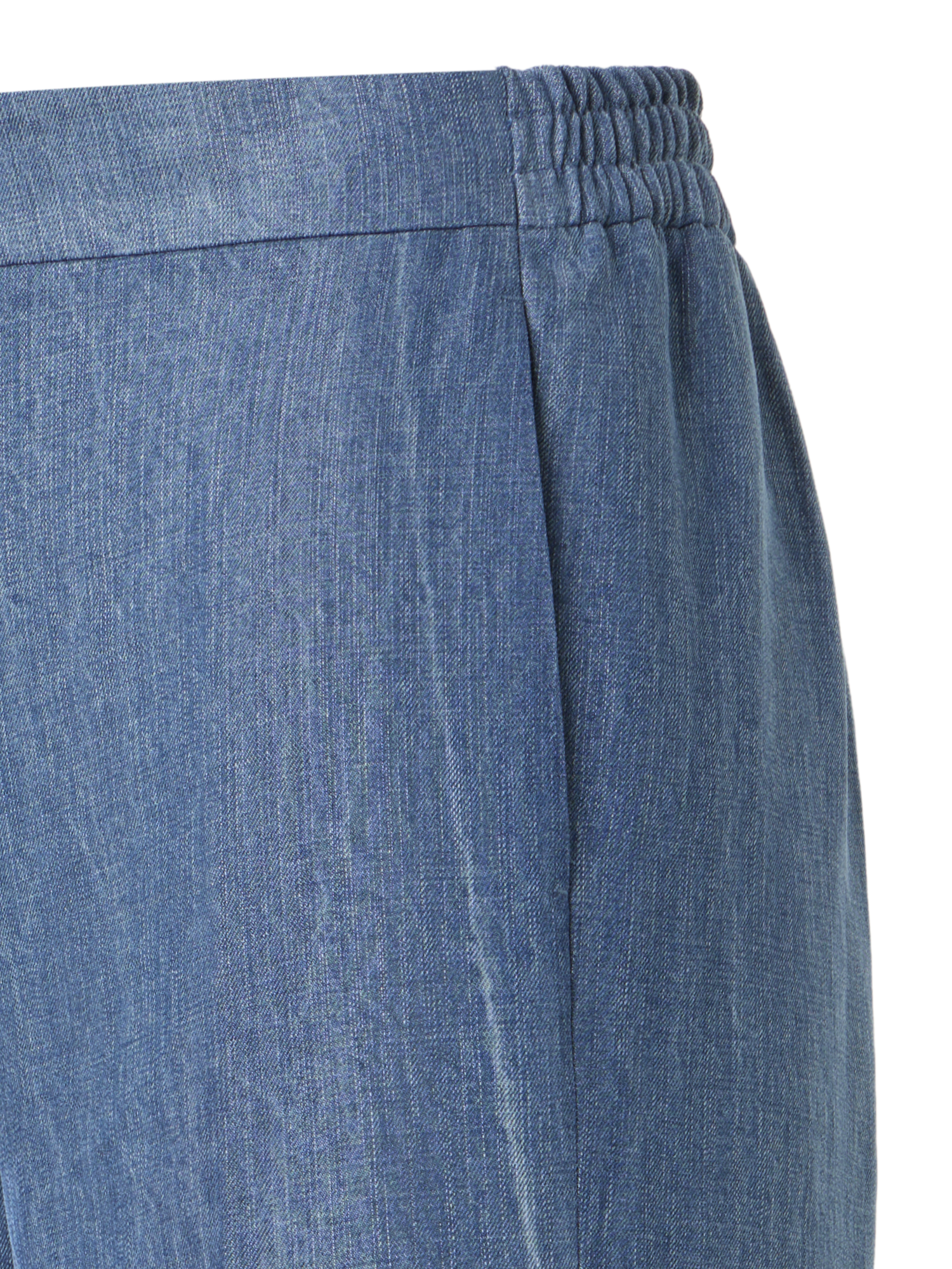 Designer Marlon High Waist Denim Cropped Pants with Eyelet Guipure - blue