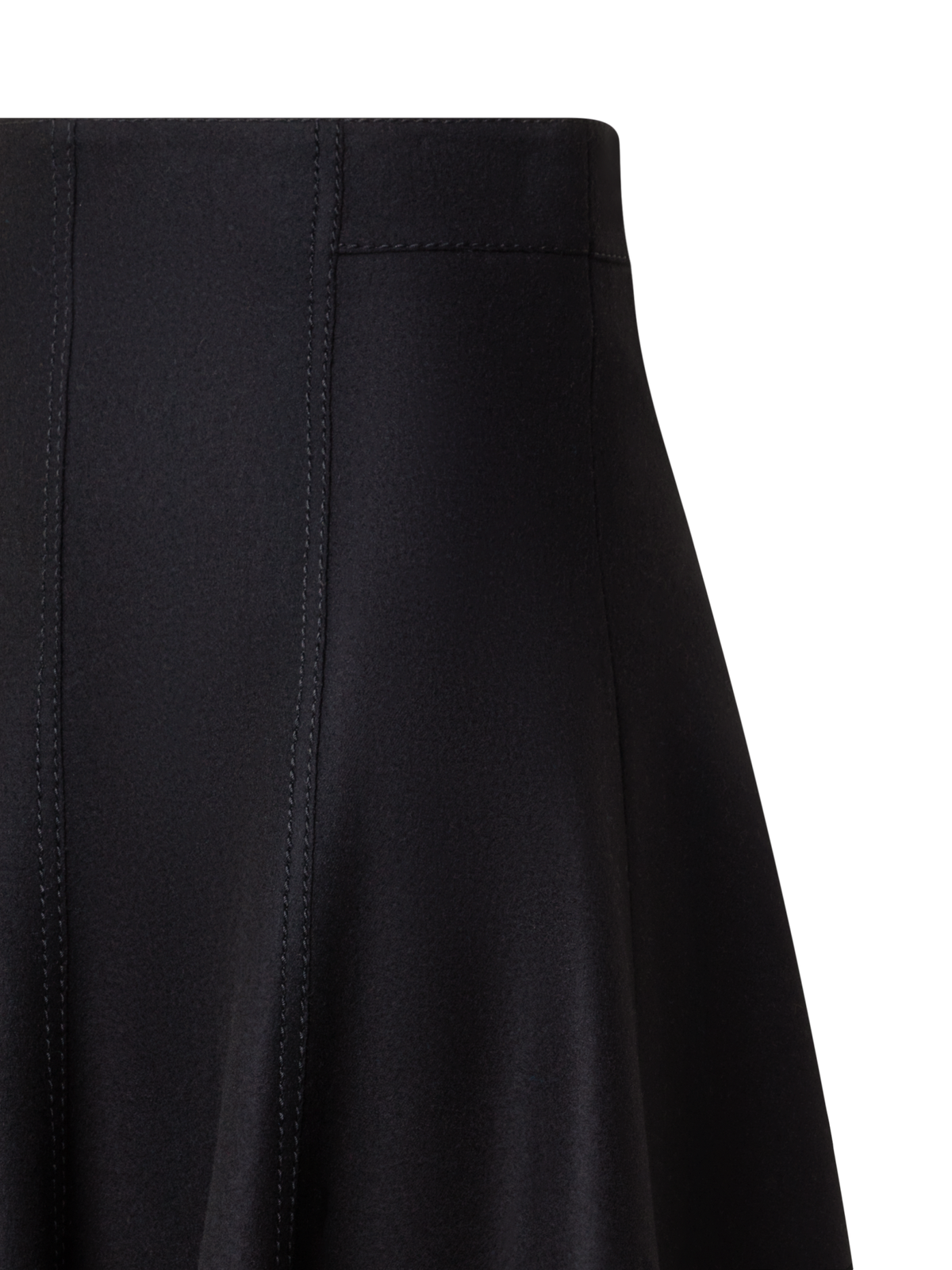 Designer Taglio Vivo Midi Skirt with Fringes - black