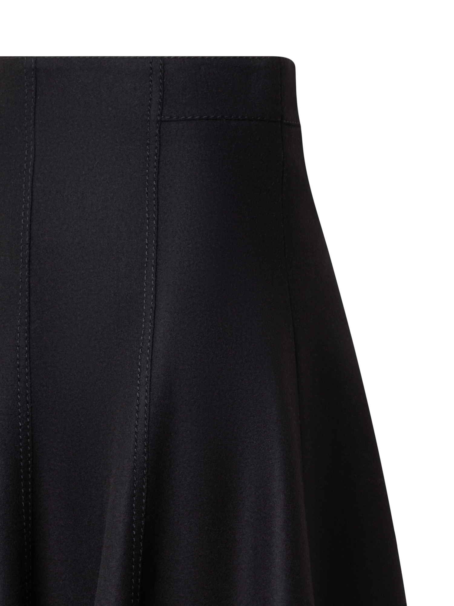 Designer Taglio Vivo Midi Skirt with Fringes - black