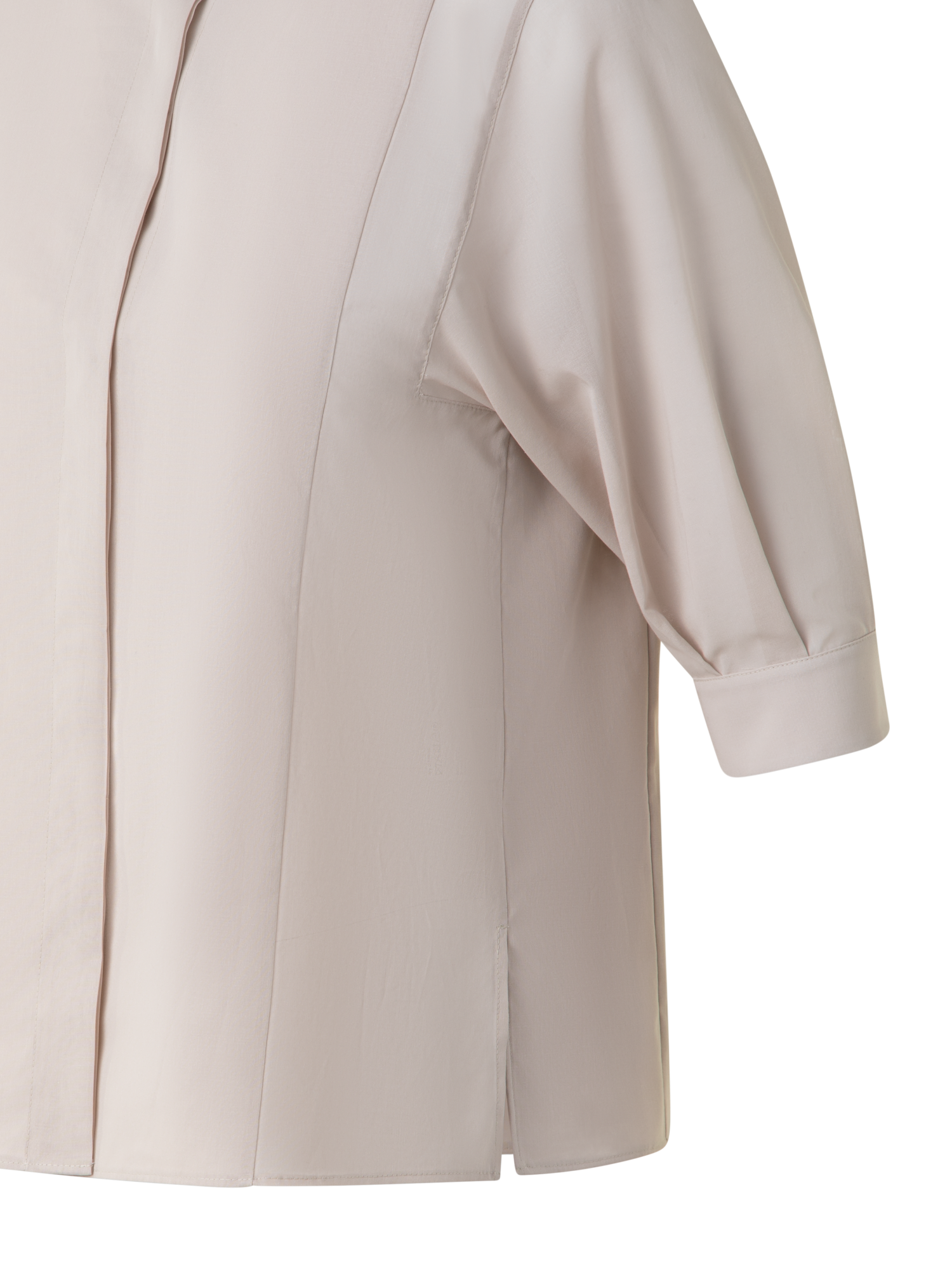 Designer Cotton Blouse with Sheer Volume Sleeves - neutral - grey - beige