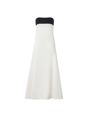 Designer Strapless Denim Midi Dress - ecru