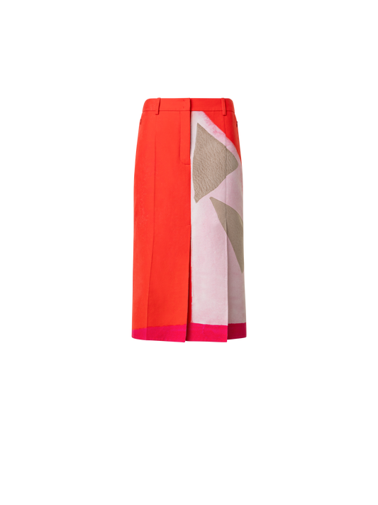 Designer Cotton Silk Skirt with Spectra Print - multicolor - orange