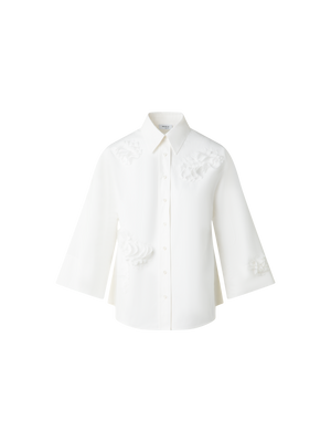 Designer Kimono Blouse with 3D Carnation Detail - neutral - ecru - white