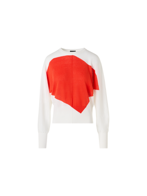 Designer Oversize Linen Cotton Sweater with Polygon Intarsia - multicolor