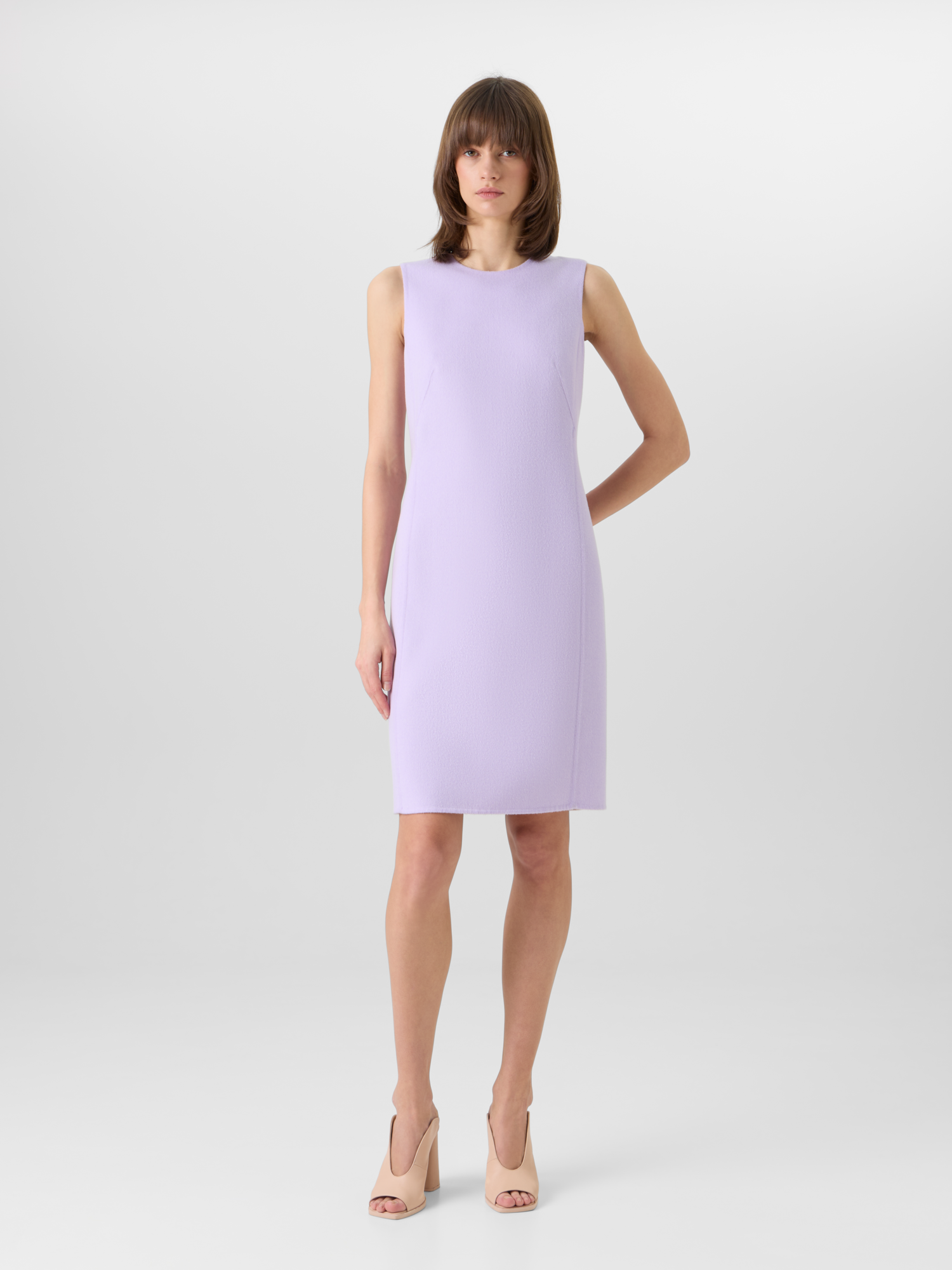Designer Sleeveless Cashmere-Silk Double-Face Sheath Dress - pastel 