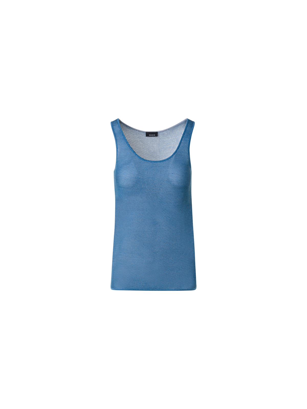 Designer Silk Mesh Knit Tank - blue