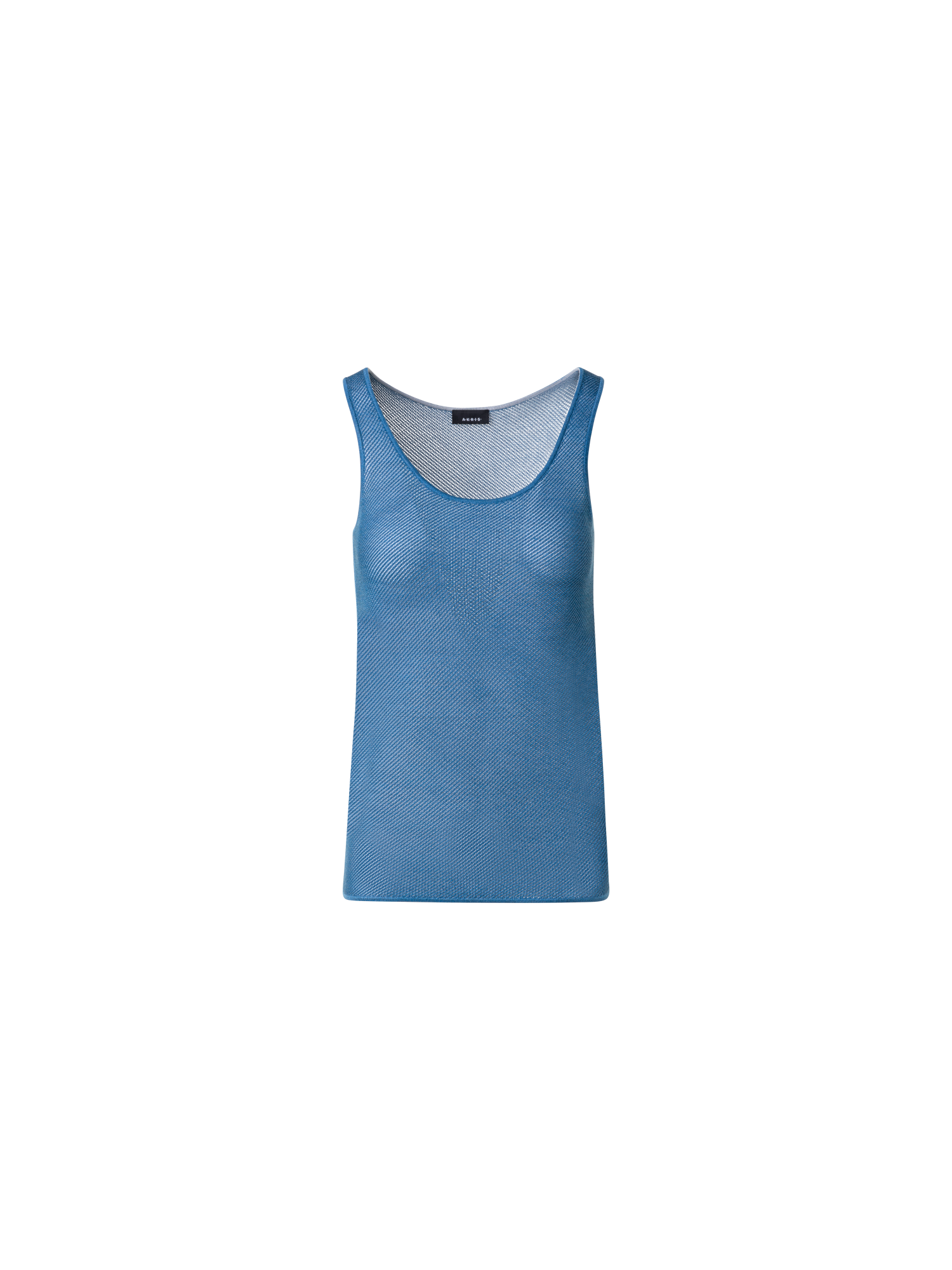 Designer Silk Mesh Knit Tank - blue