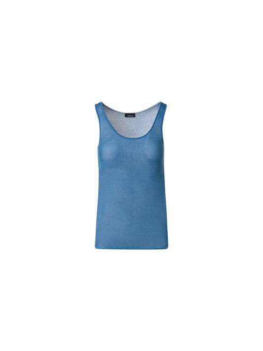 Designer Silk Mesh Knit Tank - blue