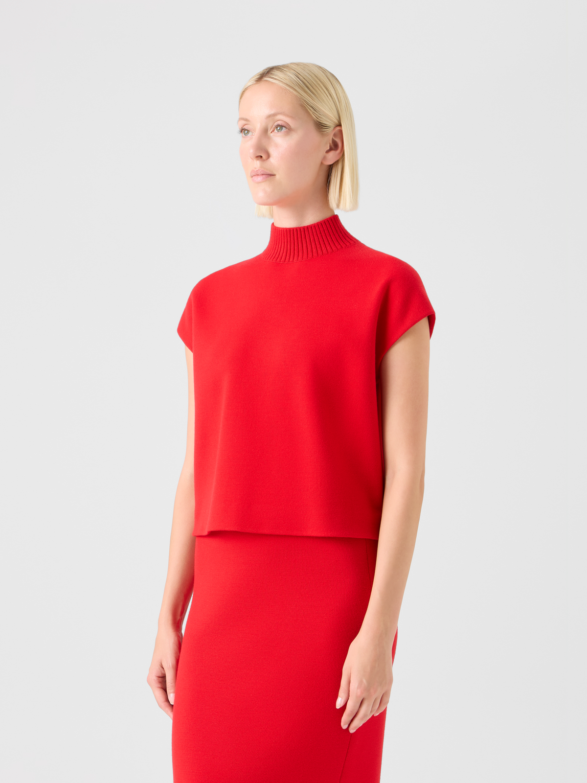 Designer Bright Red Milano Knit Pullover - red #editorial