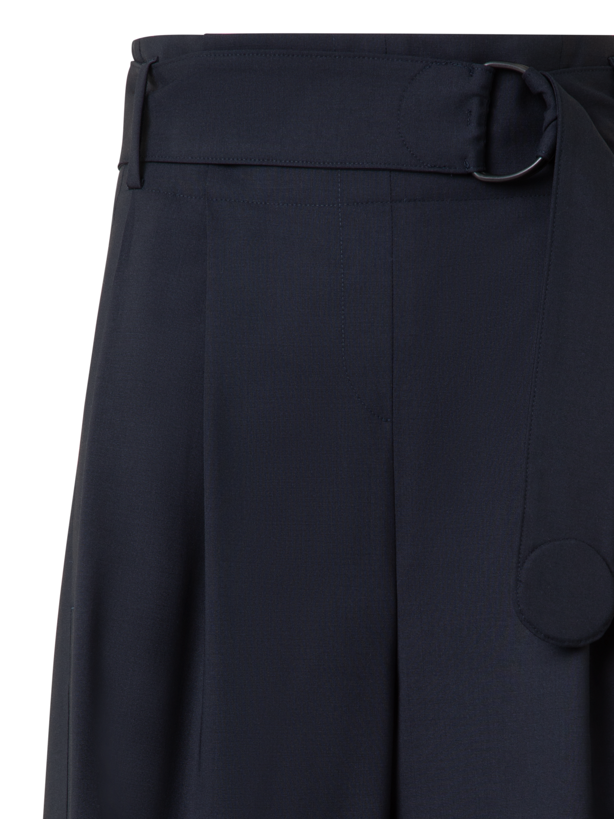 Designer Wide Cool Wool Bermuda Shorts - navy