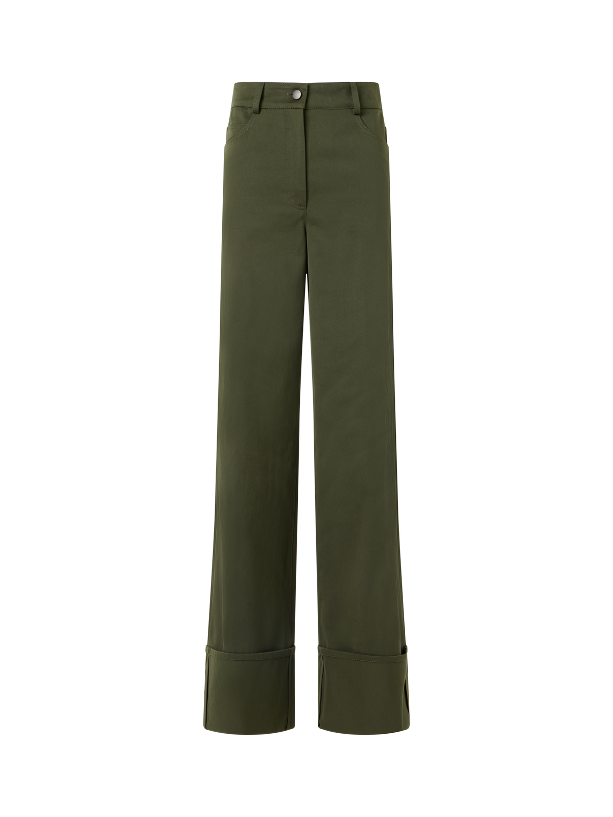 Designer Cooper Straight Wide-Leg Pants in Cotton Gabardine - green