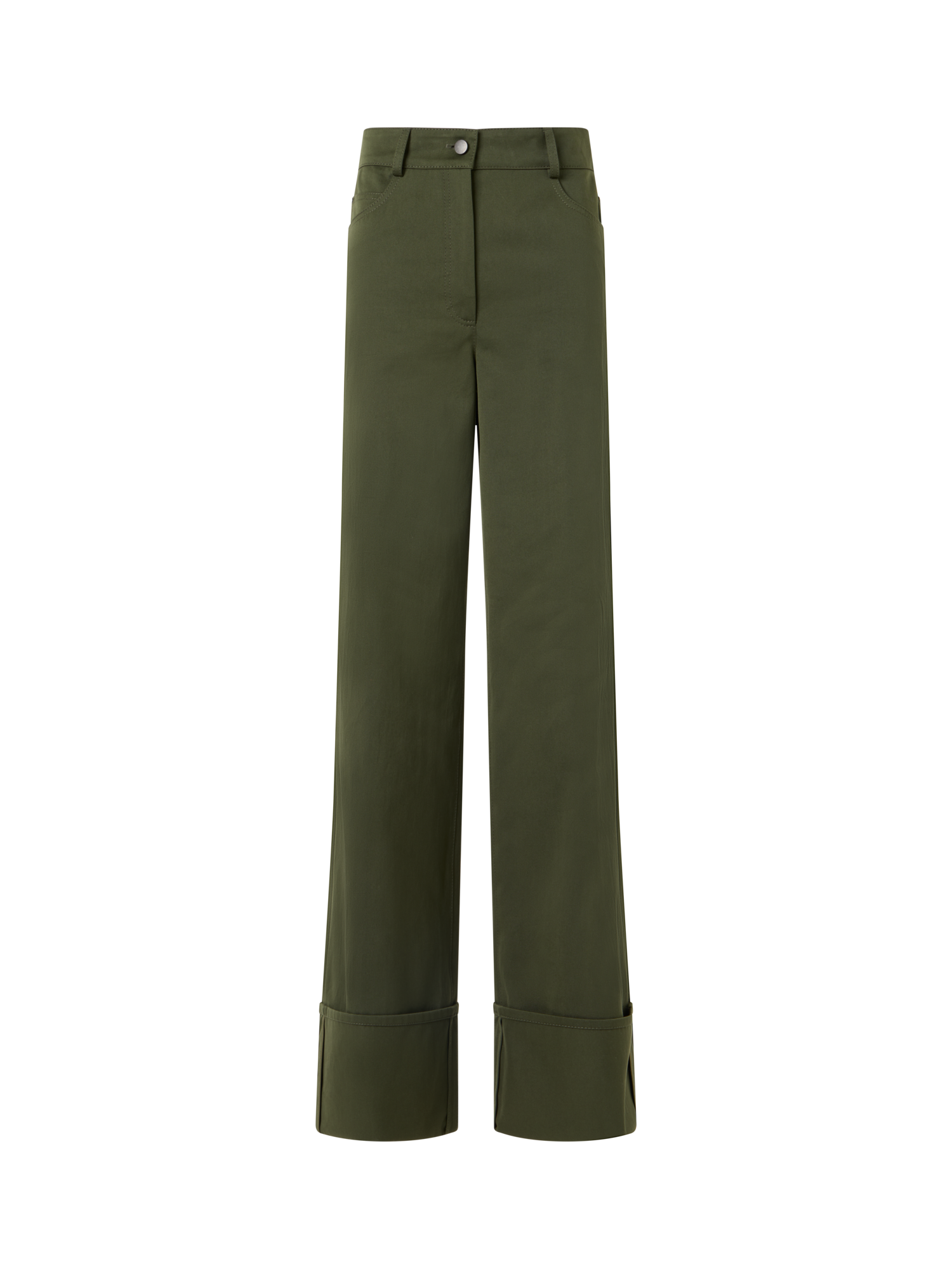 Designer Cooper Straight Wide-Leg Pants in Cotton Gabardine - green