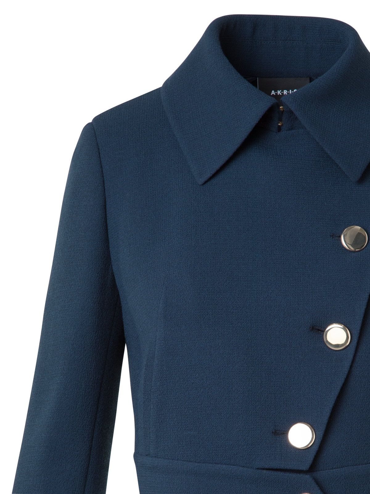 Designer Asymmetrical Short Jacket in Wool Double-Face - neutral - navy - blue