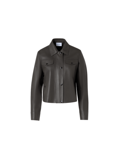 Designer Long-Sleeve Signature Pin Dot Lamb Nappa Leather Motorbike Jacket - green