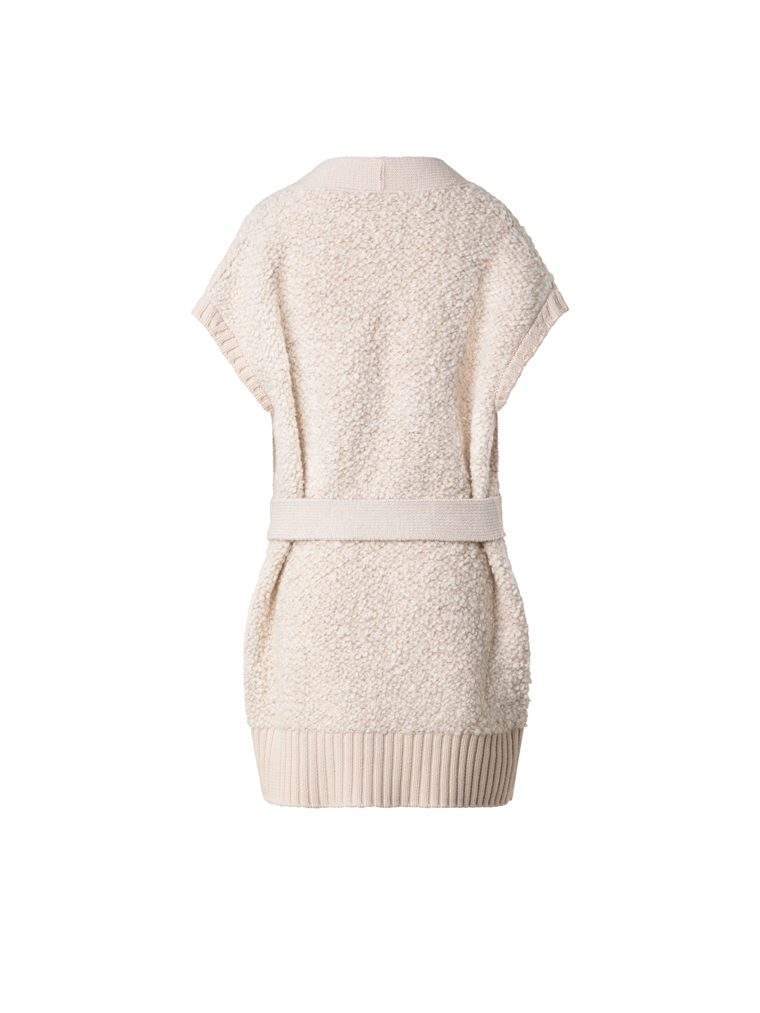 Designer Long Soft and Chunky Wool Bouclé Knit Cardigan - ecru - white