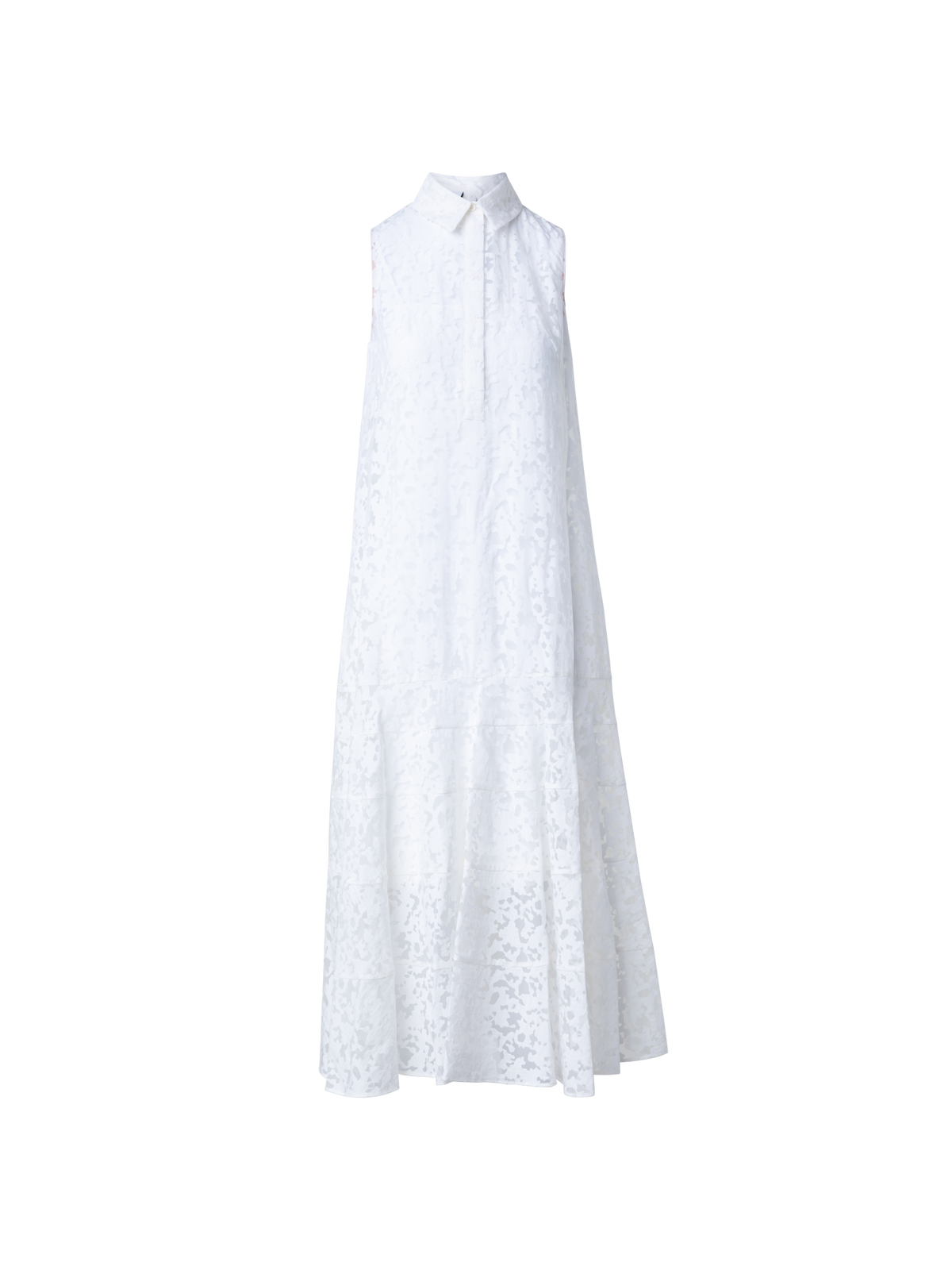 Designer Semi-Sheer Kaleidoscope Organzino Midi Dress - white