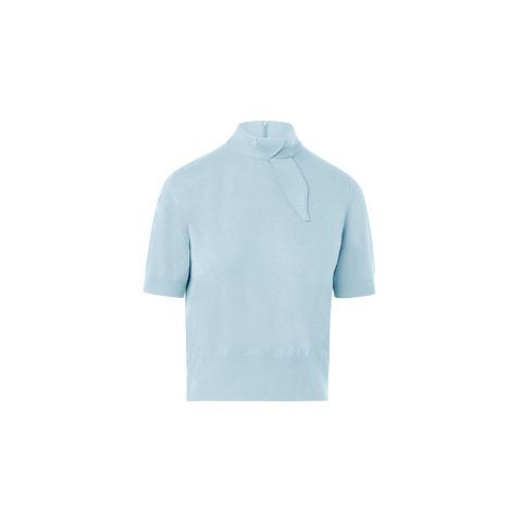 Kurzärmeliger Kaschmirpullover mit Knotendetail