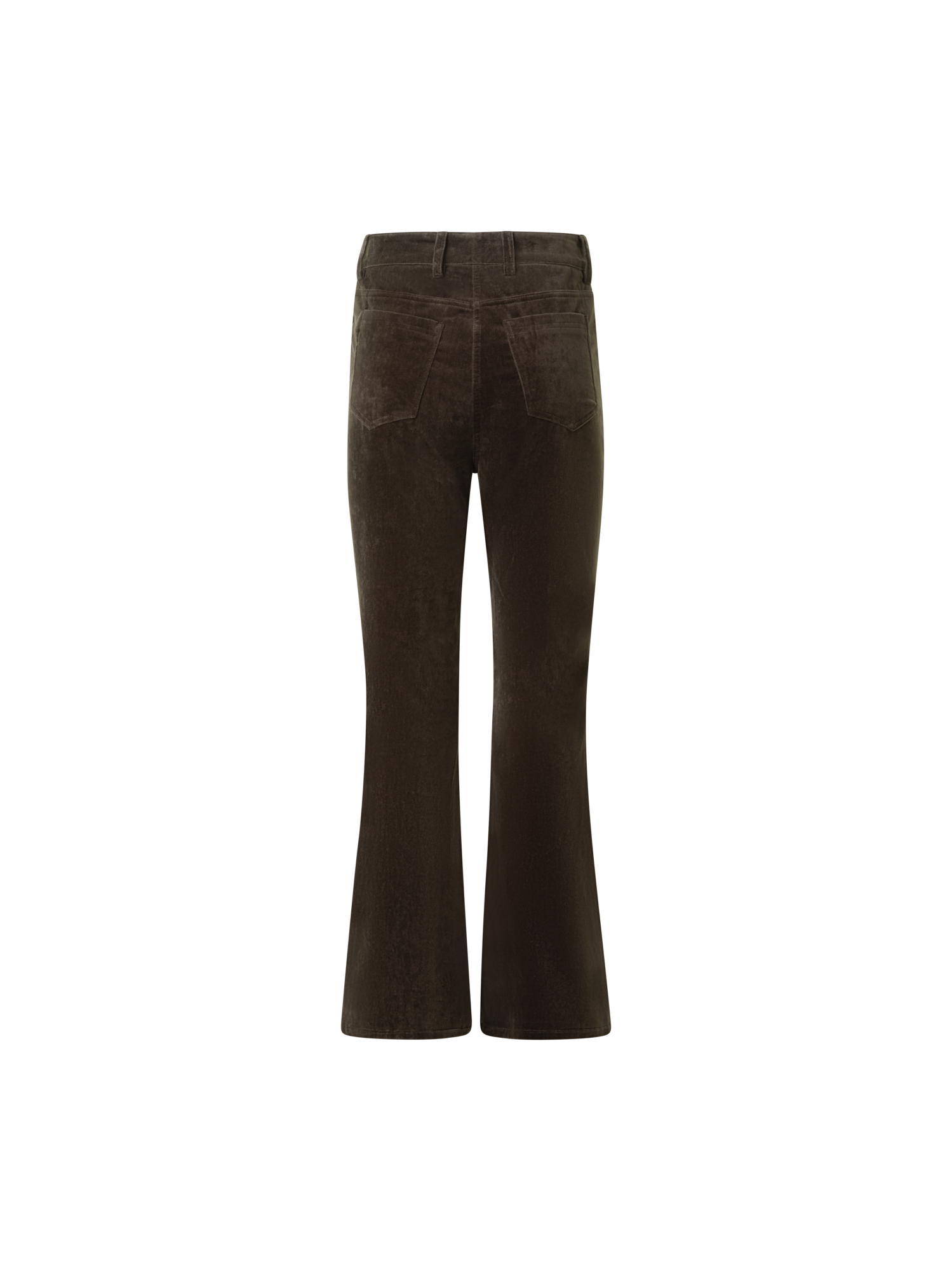 Designer Cropped Bootcut Stretch Cotton Velvet Pants - neutral - brown