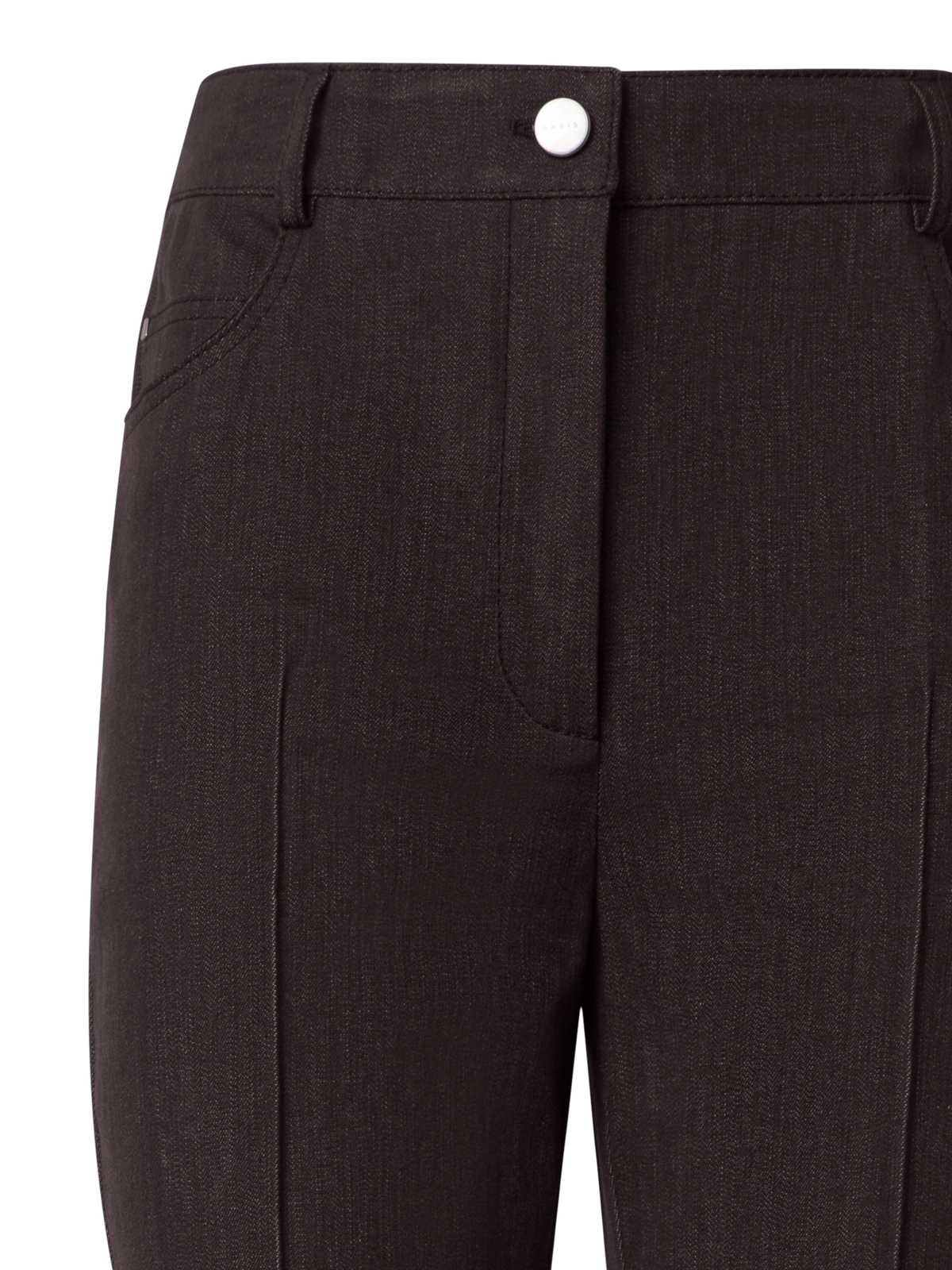 Designer Bootcut Pants in Cotton Denim Stretch - brown