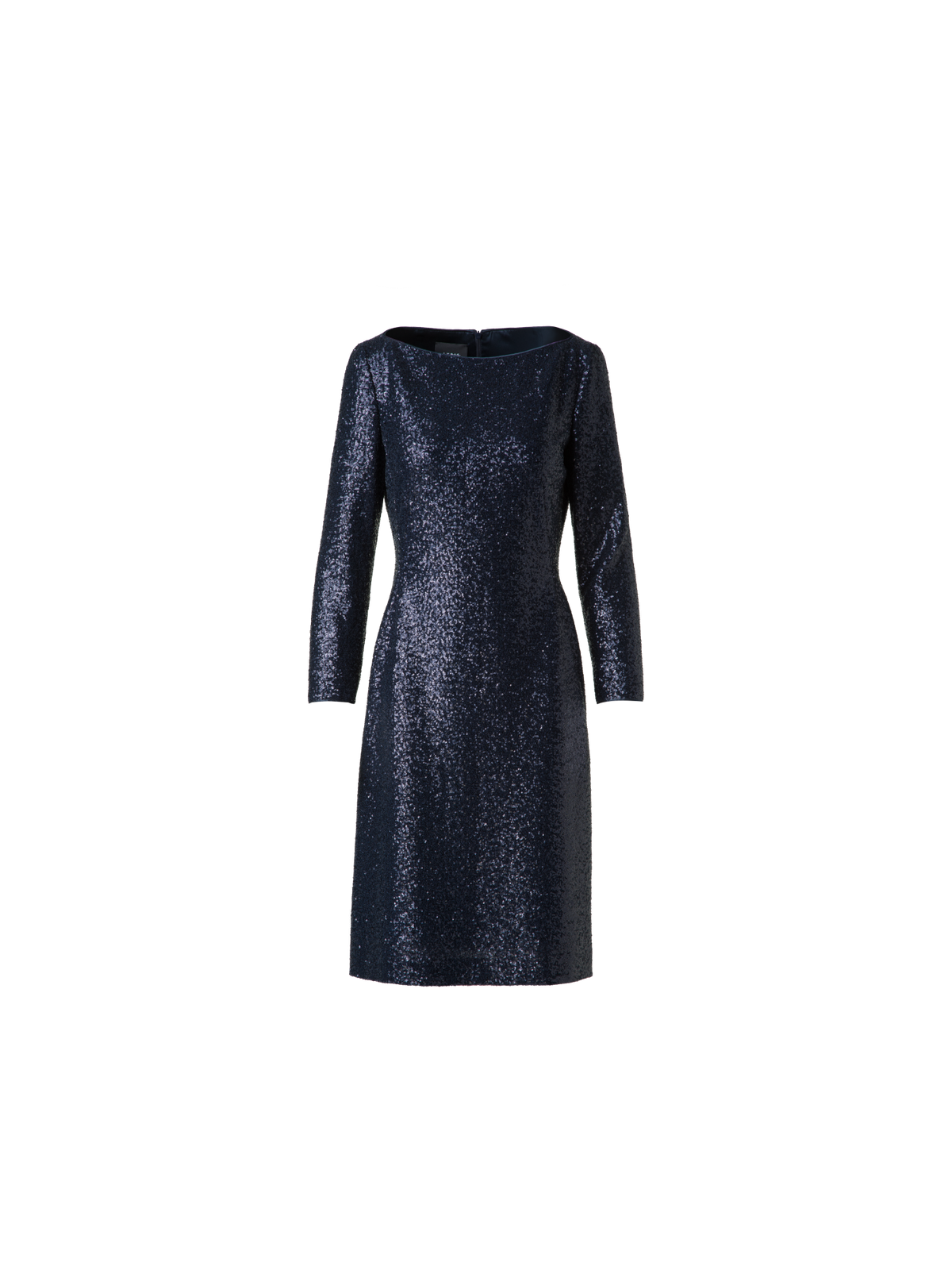 Designer Sequined Sheath Dress in A-Line - navy - blue