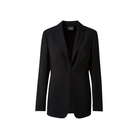 Woll-Doubleface-Blazer mit Leder-Kragen