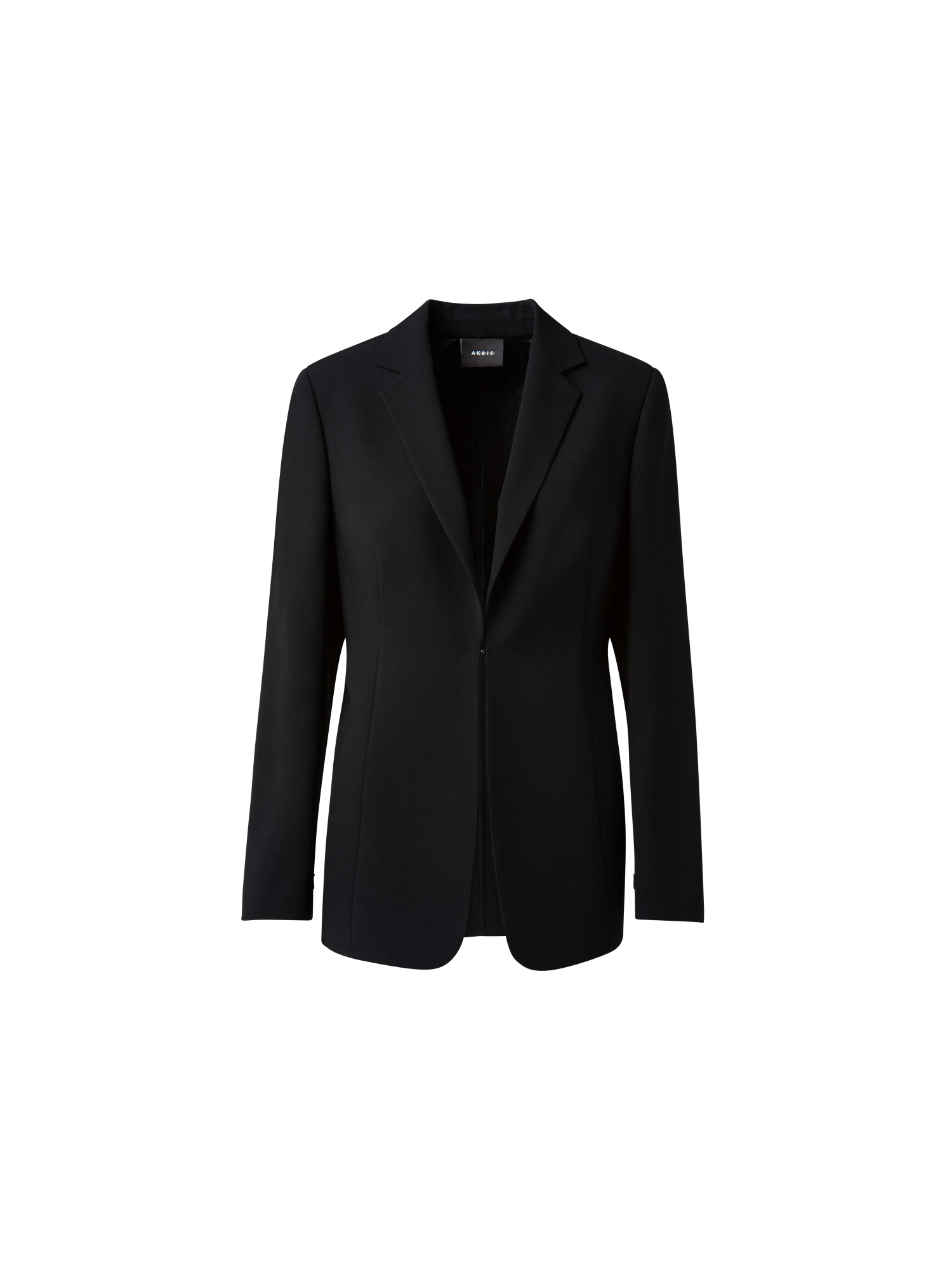 Designer Double-Face Blazer with Leather-Lined Collar - black