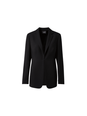 Designer Double-Face Blazer with Leather-Lined Collar - black