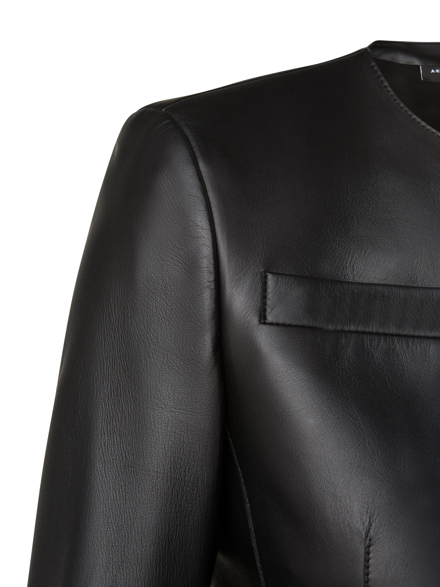 Designer Cropped Leather Jacket - black