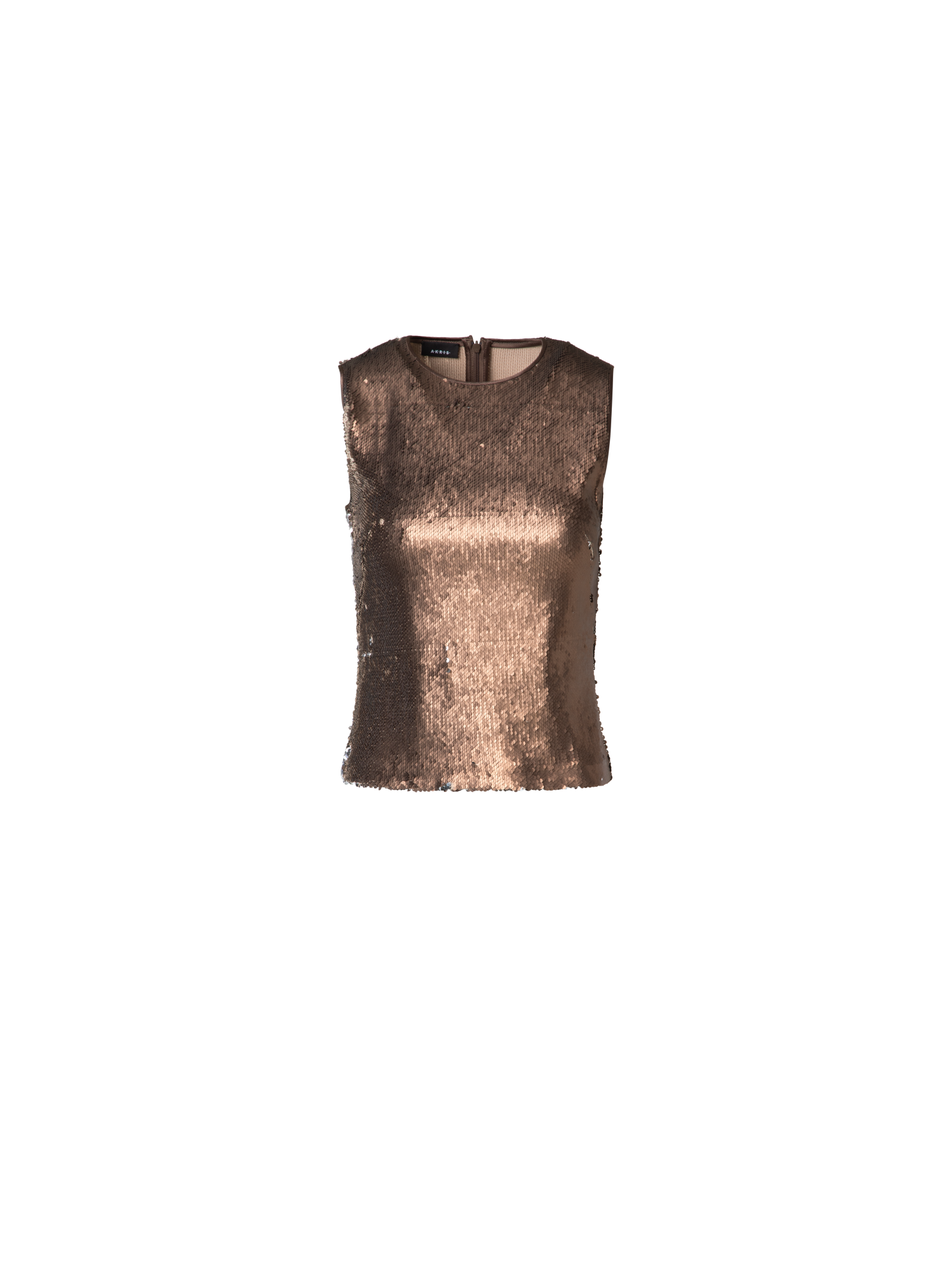 Designer Bi-Color Sequins Sleeveless Top - brown - gold