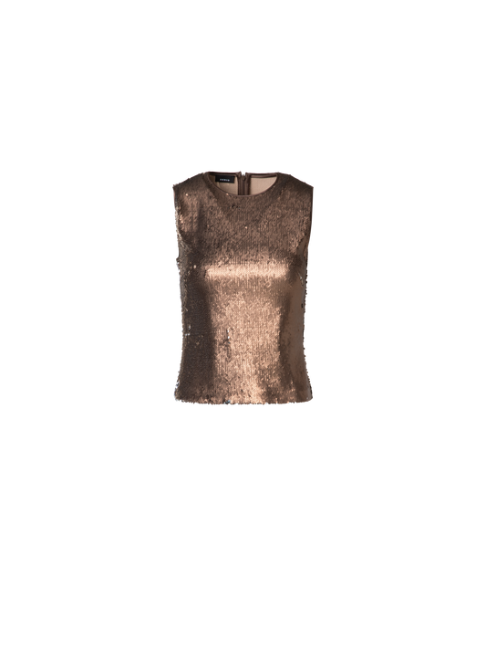 Designer Bi-Color Sequins Sleeveless Top - brown - gold