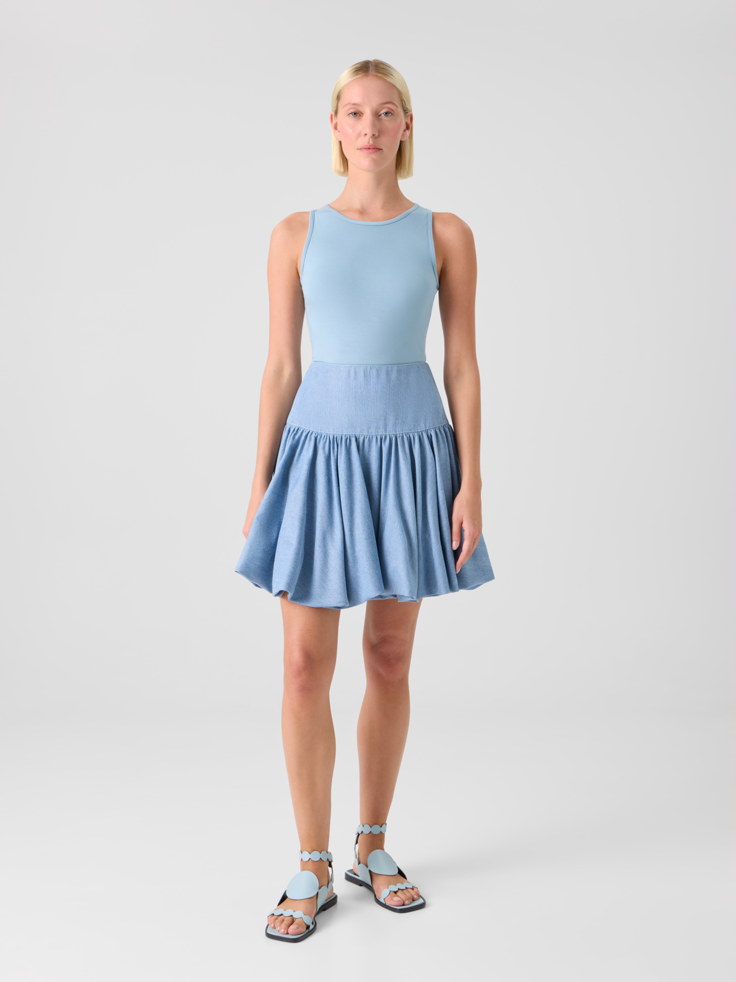 Designer Fitted Speedo Top in Stretch Modal Jersey - pastel - blue