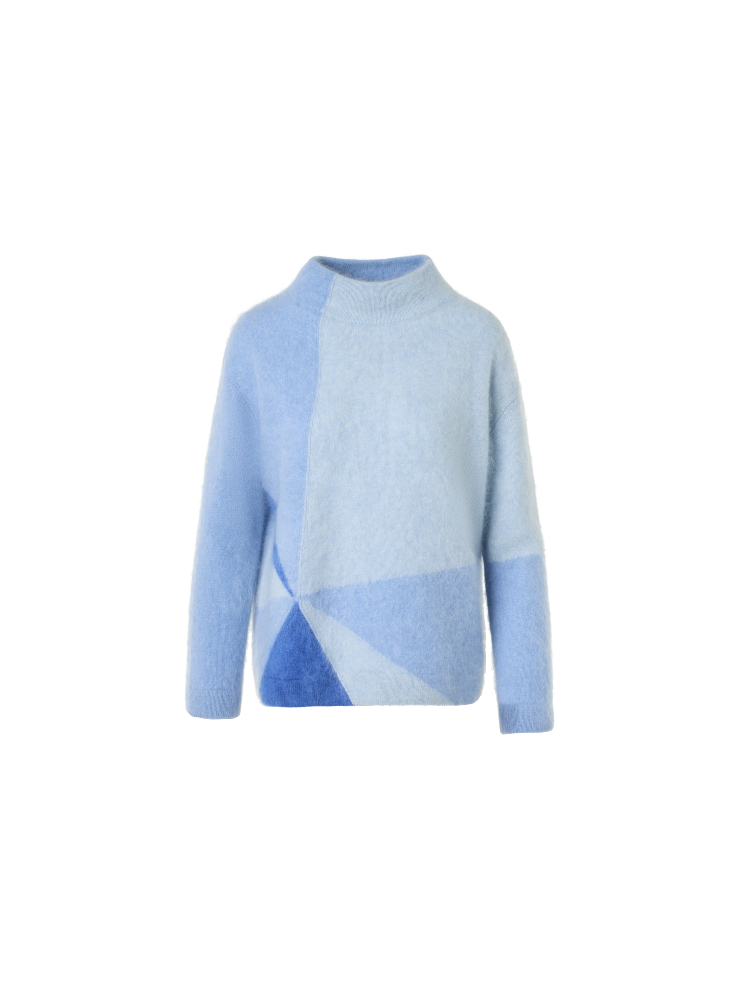 Designer Cloud Cashmere Sweater with Sunbeam Intarsia - blue