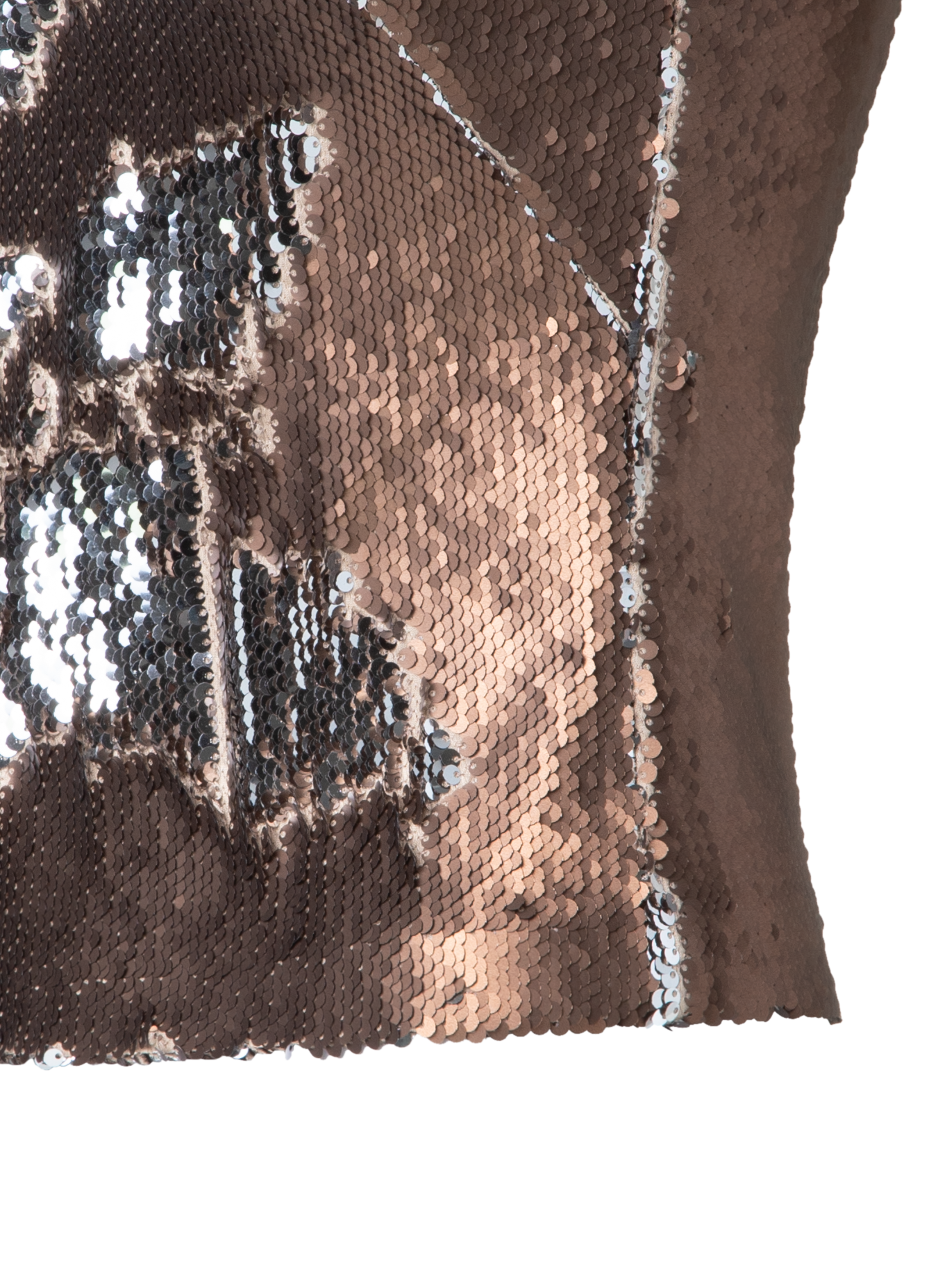 Designer Bi-Color Sequins Sleeveless Top - brown - gold