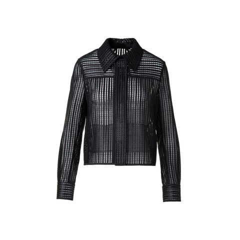 Shirt Jacket with Stripes Embroidery