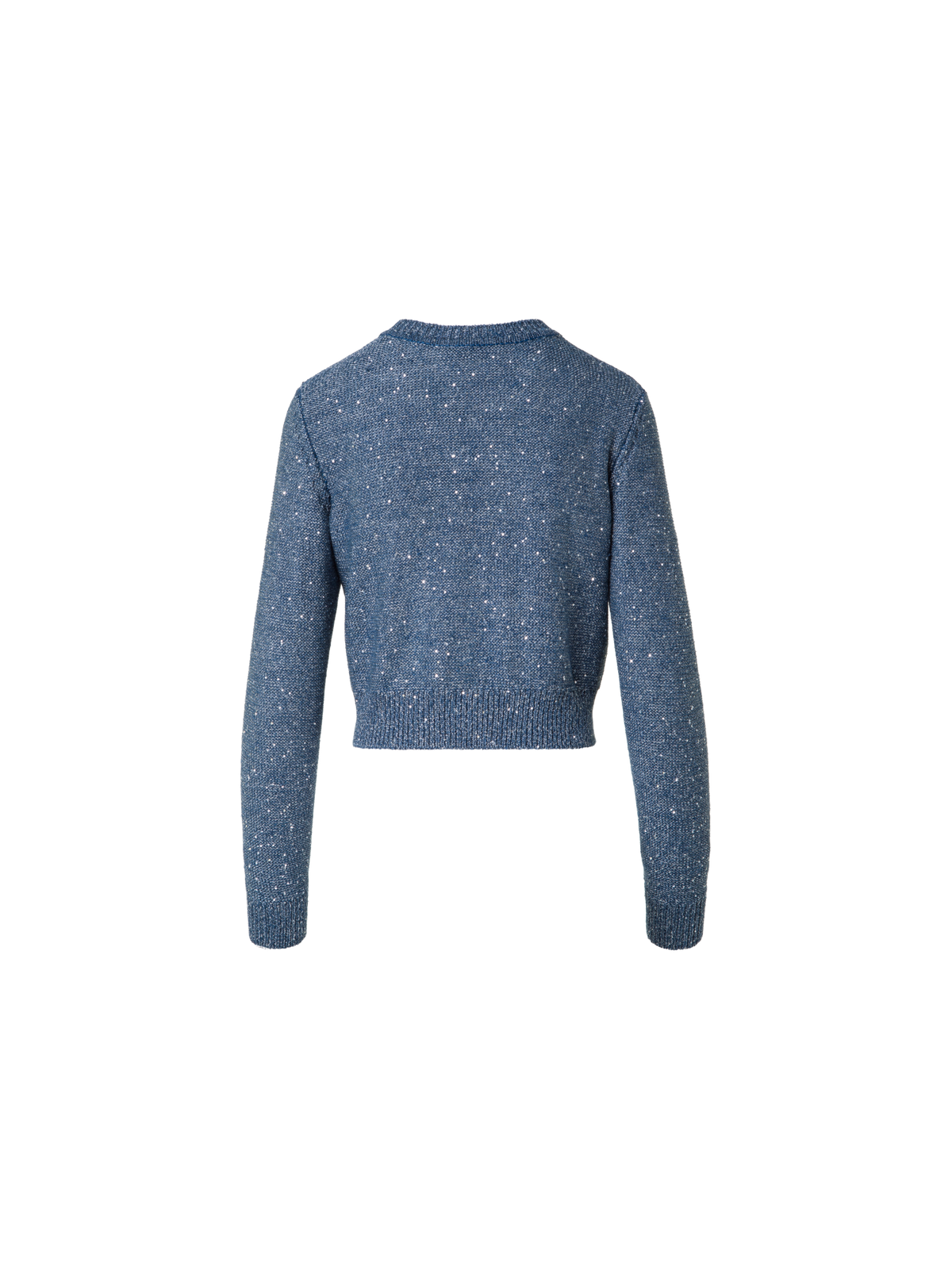 Designer Cardigan in Linen Cotton with Micro Sequins - blue