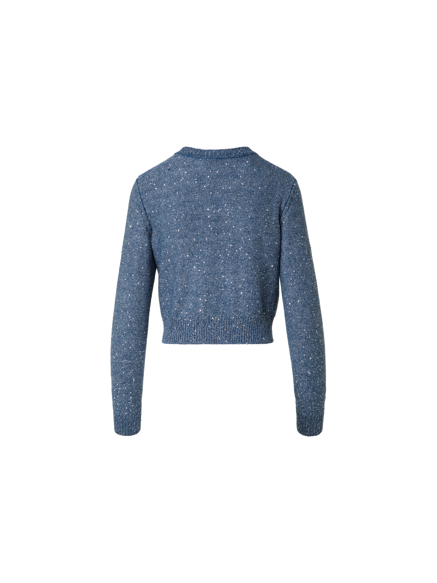 Designer Cardigan in Linen Cotton with Micro Sequins - blue