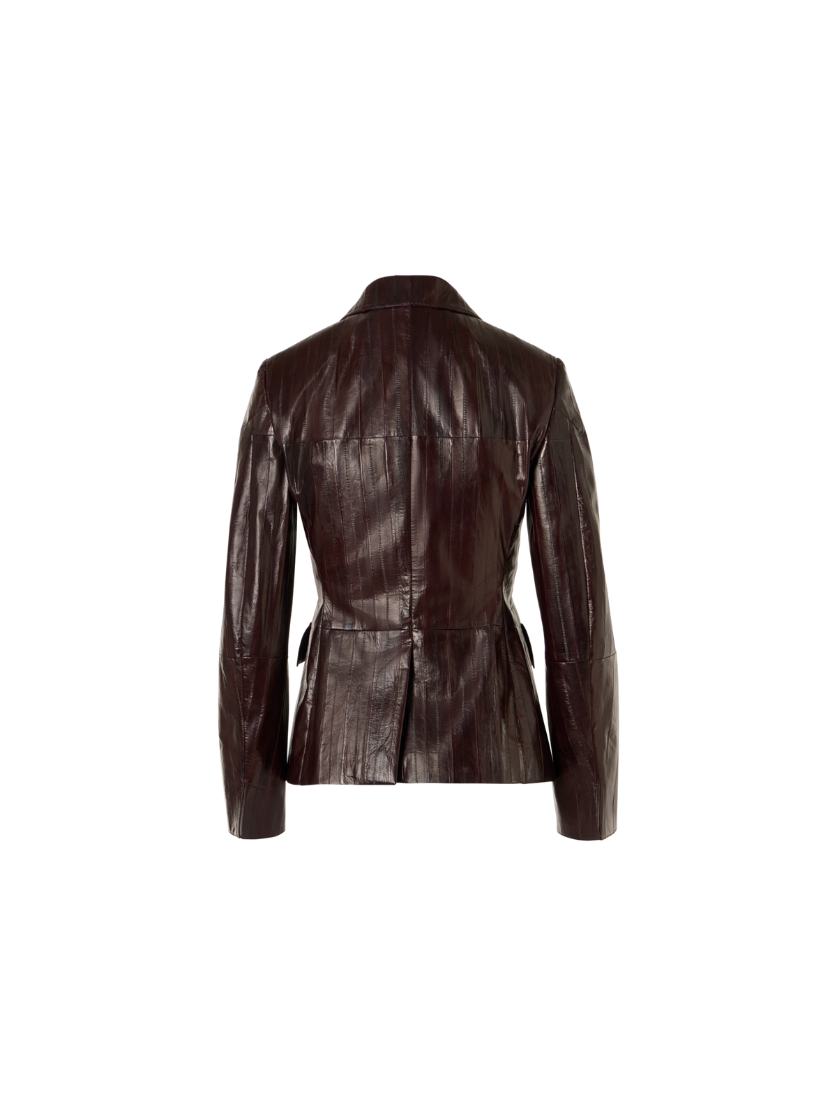 Designer Fitted Lacquered Eel Leather Jacket - brown