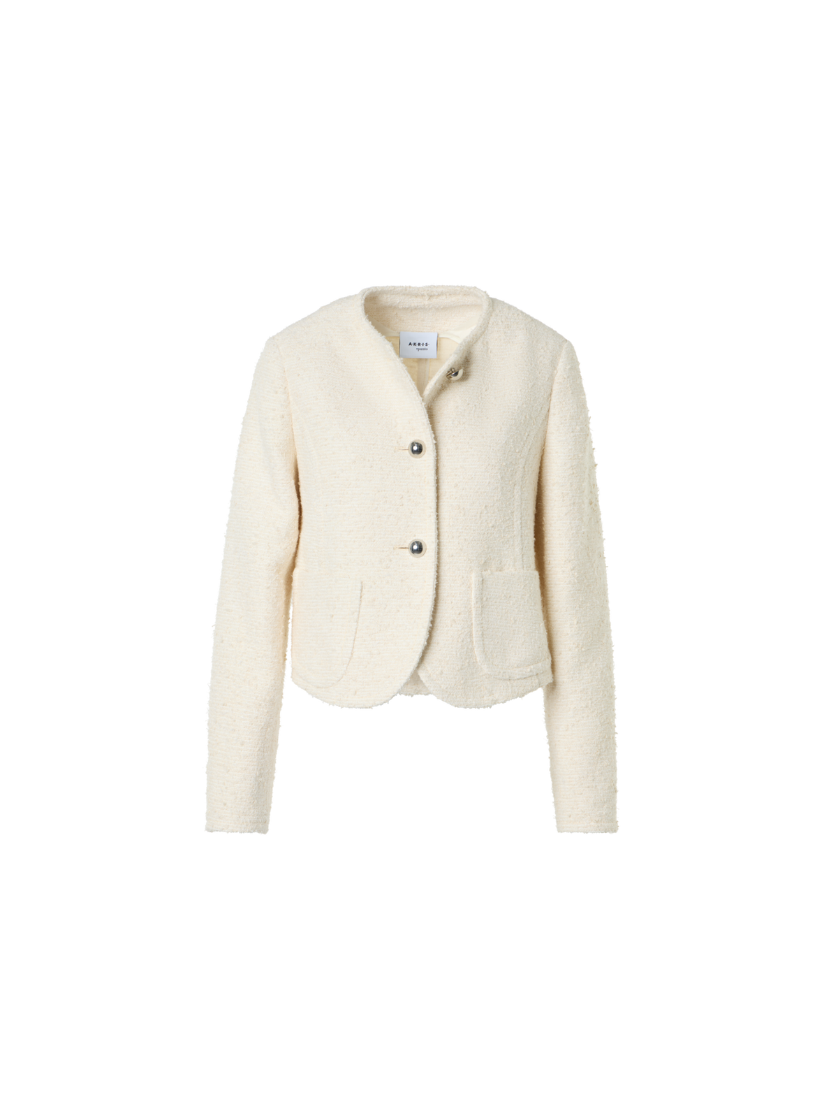 Designer Boxy Bouclé Cotton Summer Jacket - ecru