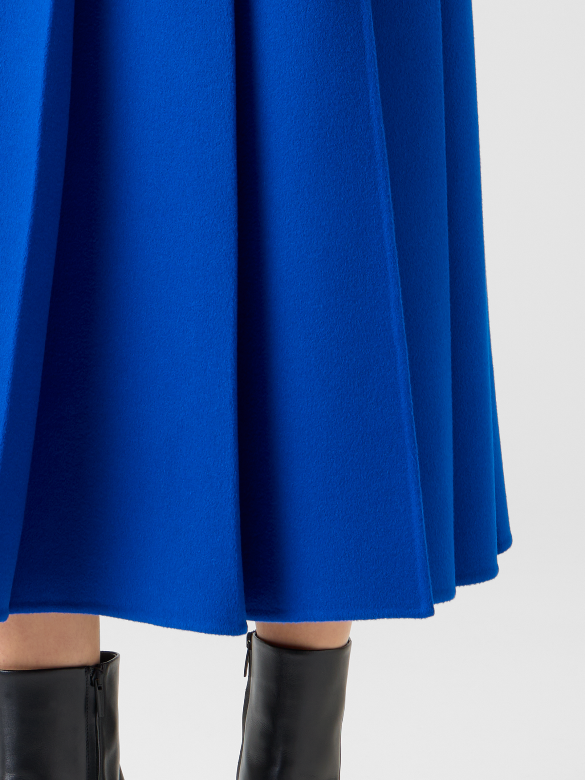 Designer Pleated Wool Flannel Double-Face Midi Skirt - blue #editorial