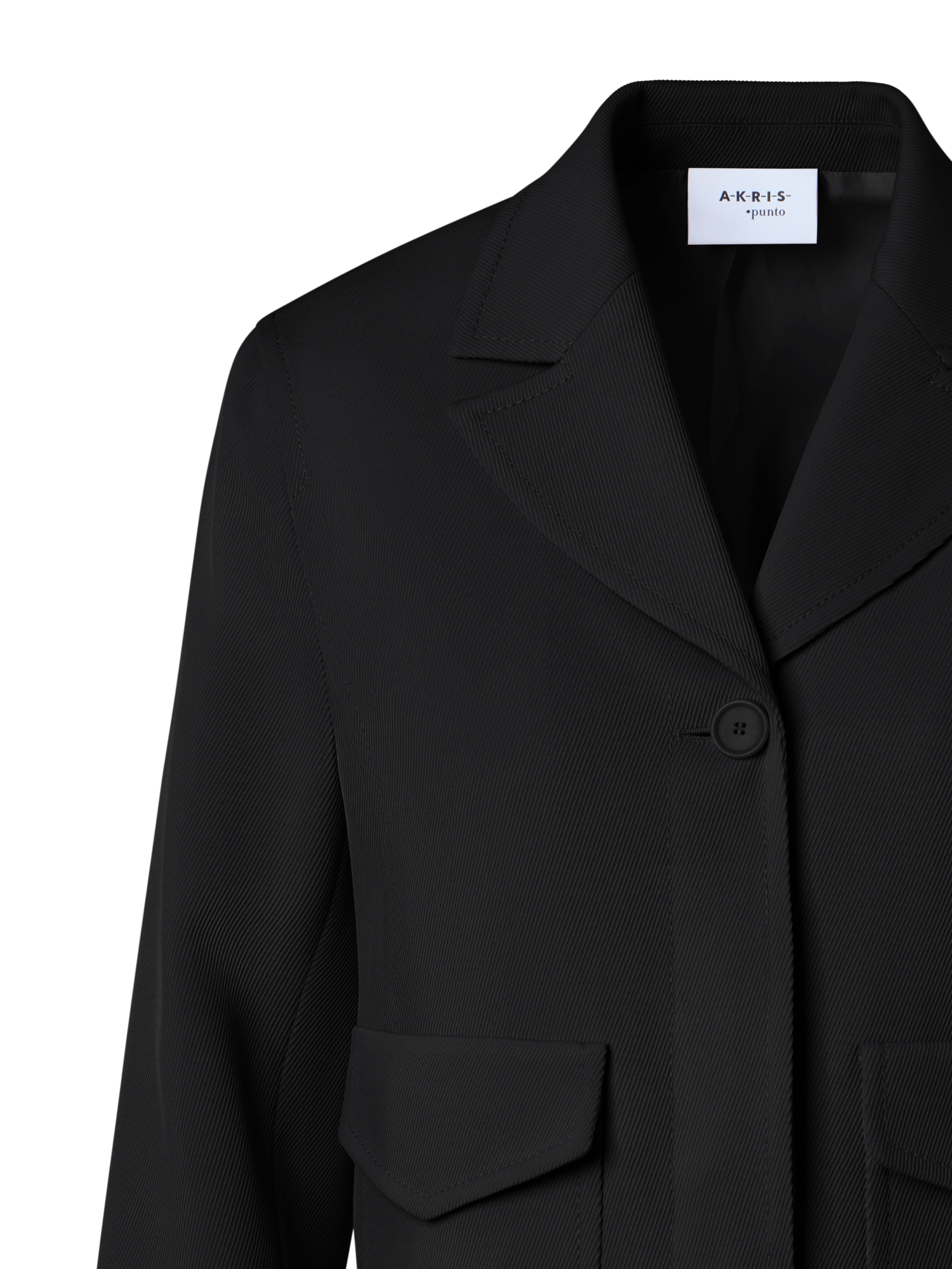 Designer Boxy Lapel Jacket in Wool Tricotine - black
