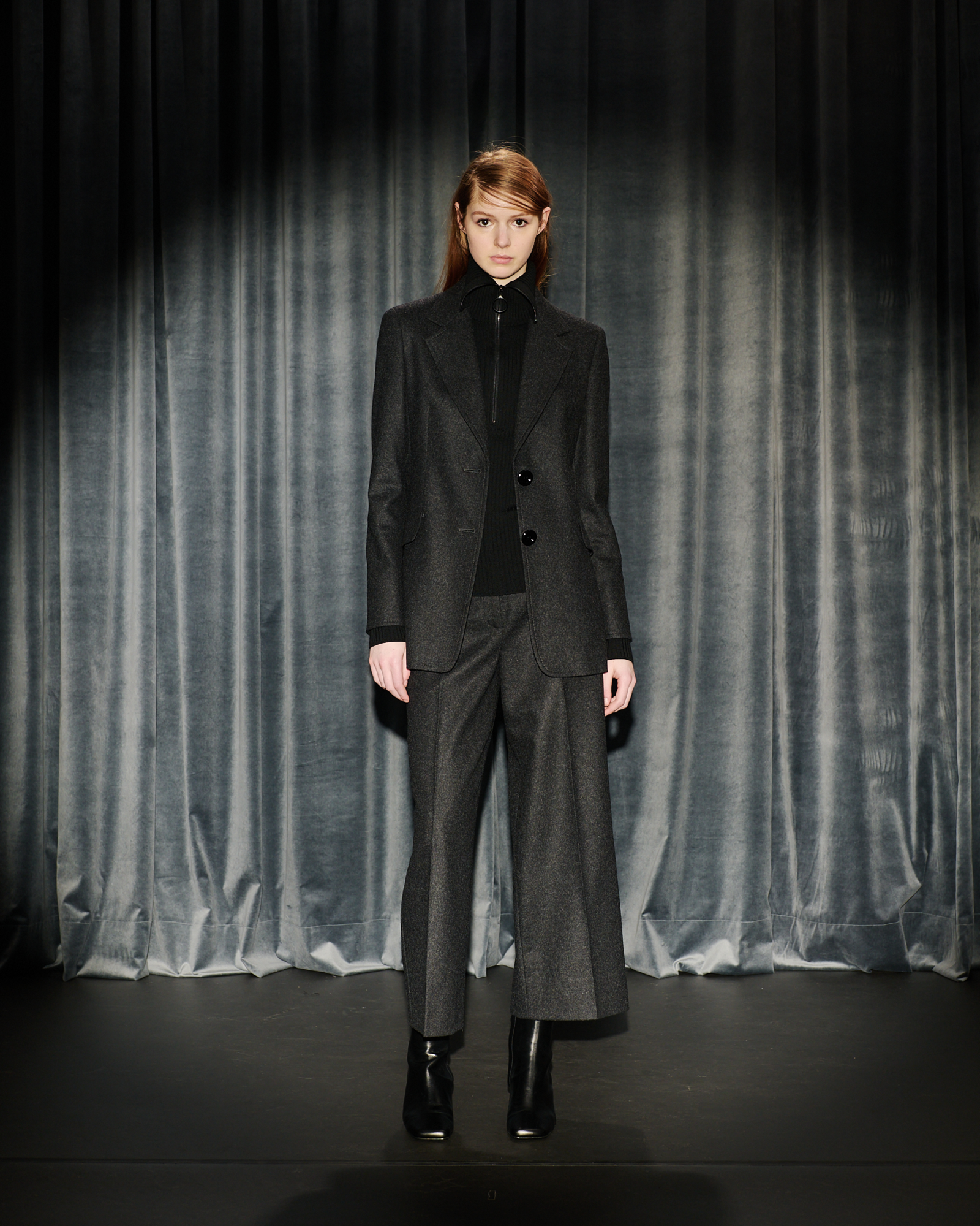 Designer Heavy Wool Flannel Boyfriend Jacket - neutral - grey