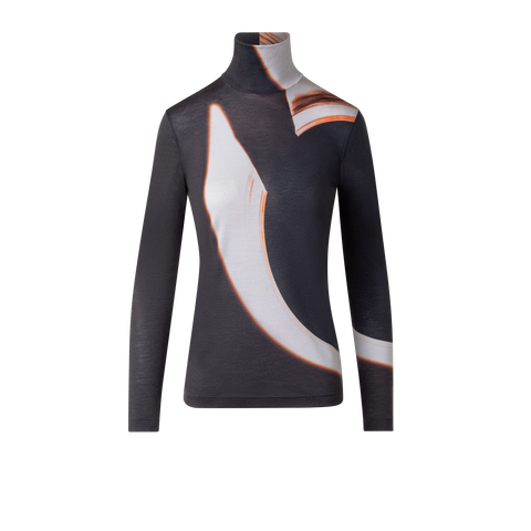 Mock Neck Top with Mocca Loop Print