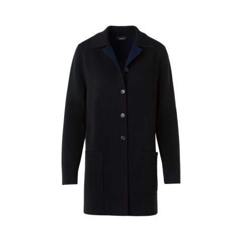 Short Bi-Color A-Line Cashmere Double-Face Coat