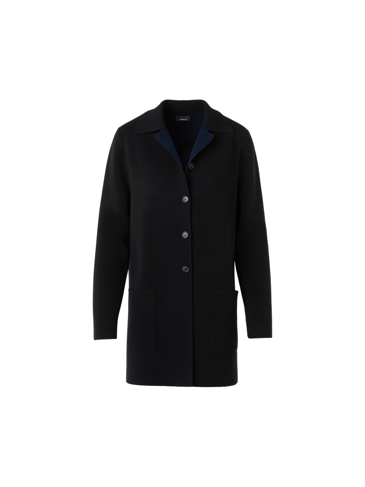 Designer Short Bi-Color A-Line Cashmere Double-Face Coat - neutral - navy - blue