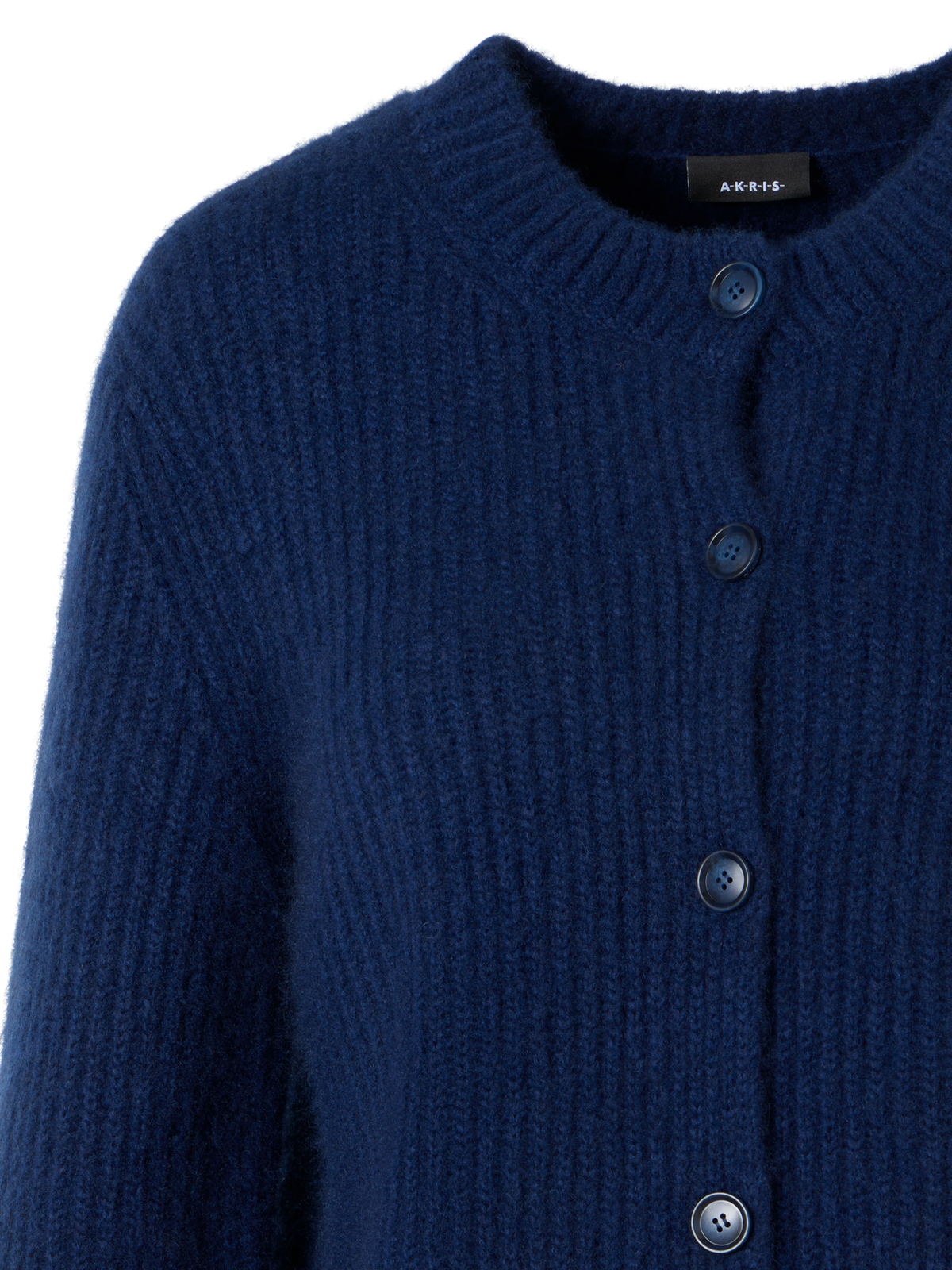 Designer Long-Sleeve Cashmere-Silk Knit Cardigan - blue
