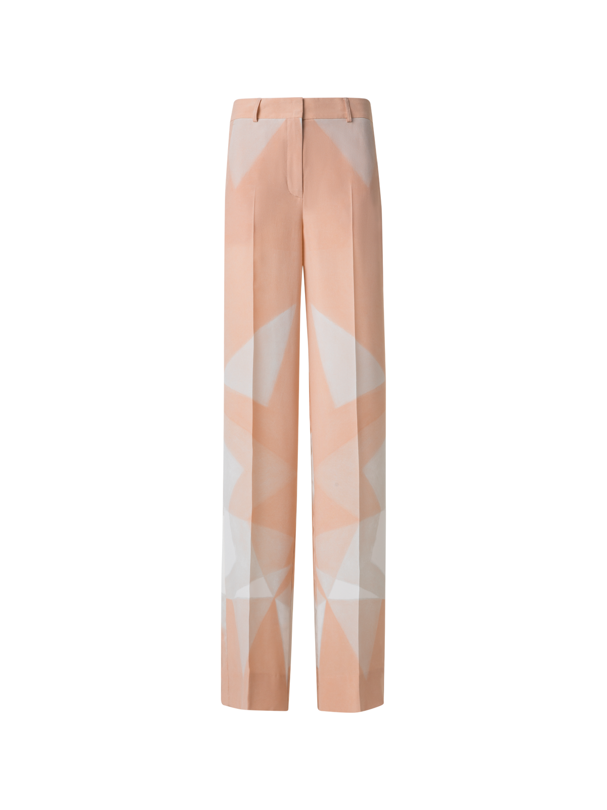Designer Wide Straight Silk Pants with Chiaroscuro Print - pastel - multicolor - pink
