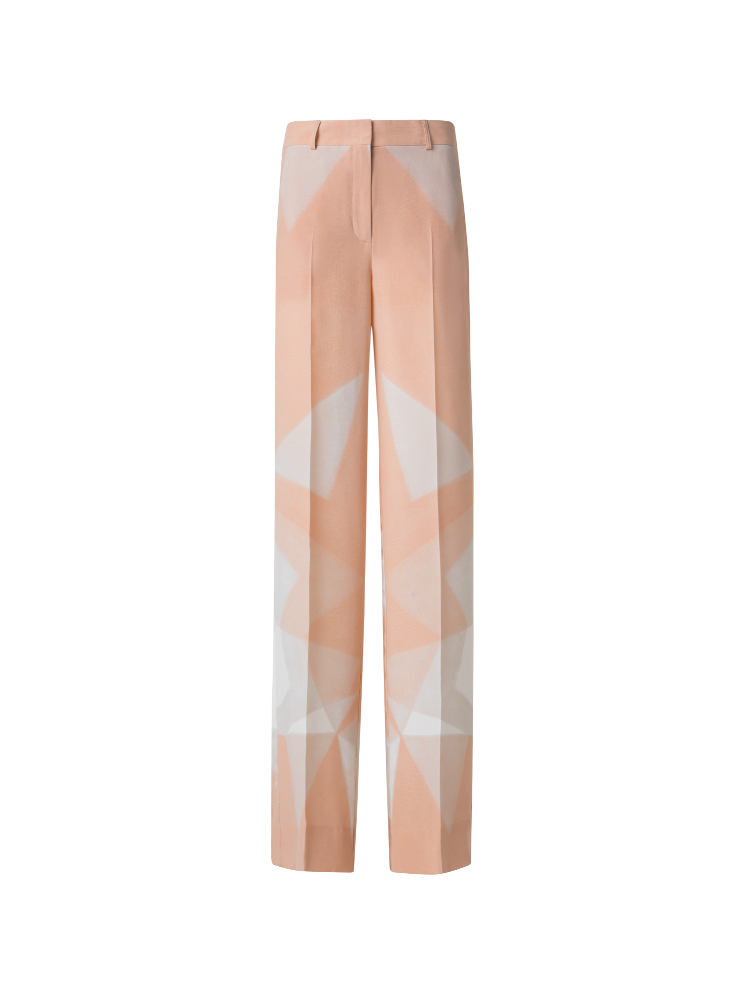Designer Wide Straight Silk Pants with Chiaroscuro Print - pastel - multicolor - pink