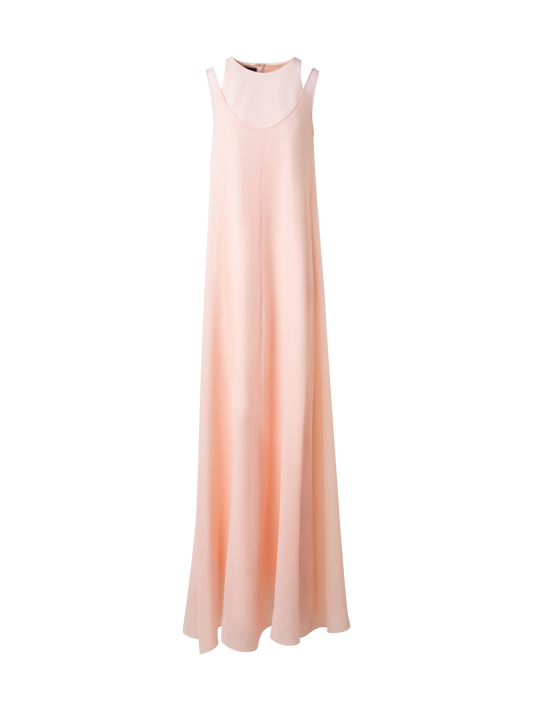 Designer Long Silk Gown with Silk Georgette Overlayer - pink