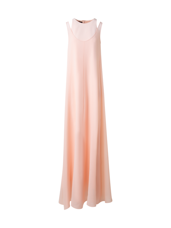 Designer Long Silk Gown with Silk Georgette Overlayer - pink