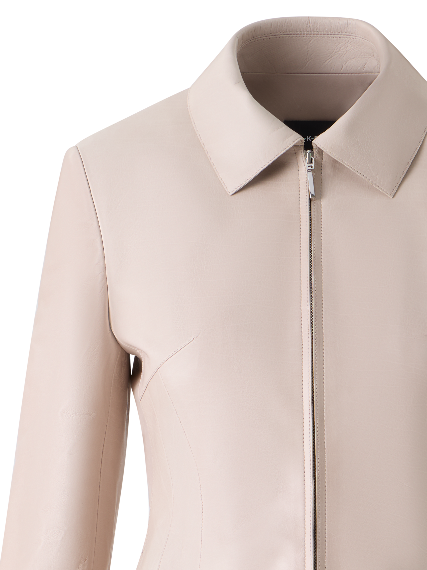 Designer Hecate Short Fitted Leather Jacket - neutral - beige